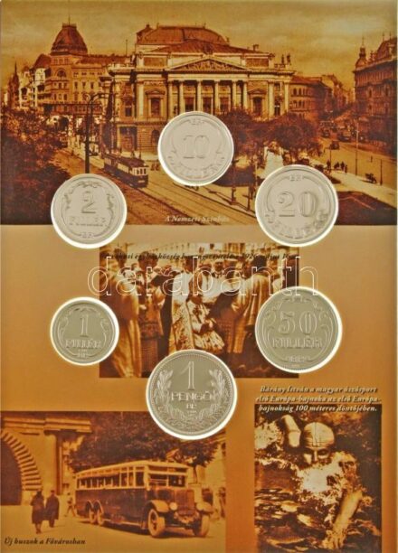2010. "Mesterdarabok ezüstből 1926" 1926. 1f-1P Ag (6xklf) forgalmi sor utánverete eredeti díszcsomagolásban T:UNC / Hungary 2010. "Silver master pieces 1926" 1926. 1 Fillér - 1 Pengő Ag (6xdiff) restrike coin set in original case C:UNC Adamo