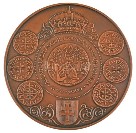Csóka Zsuzsanna (1962-) / Király Csaba 2000. "MÉE Budapest - Államalapításunk ezredik évfordulójára" bronz emlékérem (80mm) T:UNC,AU Csak 185 db! / Hungary 2000. "Association of Hungarian Coin Collectors - For the 1000th Anniversary of the state founding"