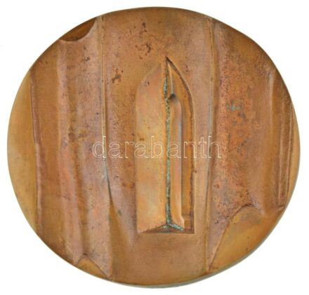 Kiss Nagy András (1930-1997) DN "A Magyar Műemlékvédelemért" kétoldalas, öntött bronz plakett, eredeti dísztokban (105-109mm) T:AU kis patina / Hungary ND "For the Hungarian Historic Preservation" double-sided cast bronze plaque in original display case (