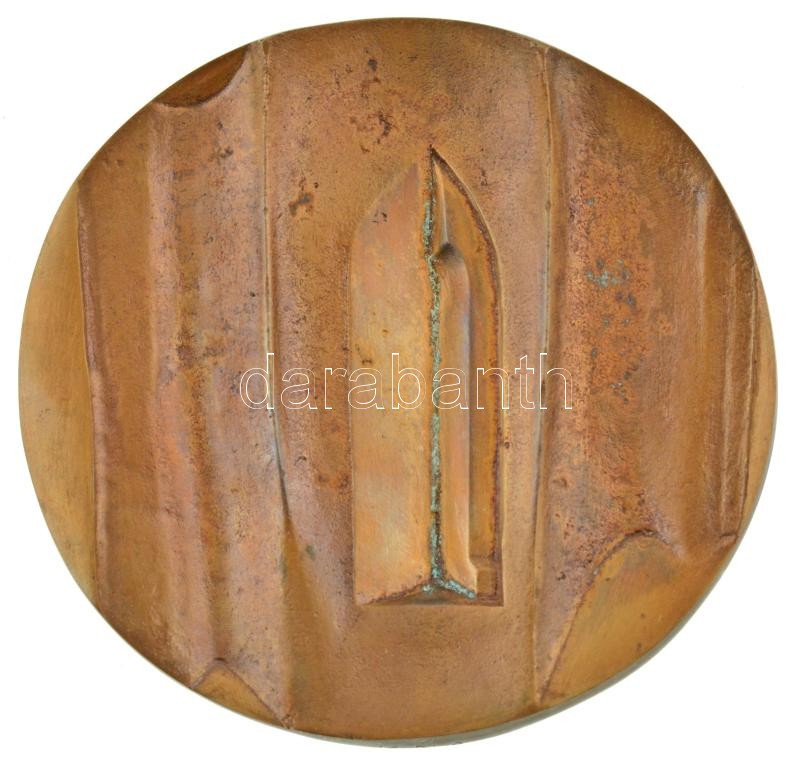 Kiss Nagy András (1930-1997) DN "A Magyar Műemlékvédelemért" kétoldalas, öntött bronz plakett, eredeti dísztokban (105-109mm) T:AU kis patina / Hungary ND "For the Hungarian Historic Preservation" double-sided cast bronze plaque in original display case (