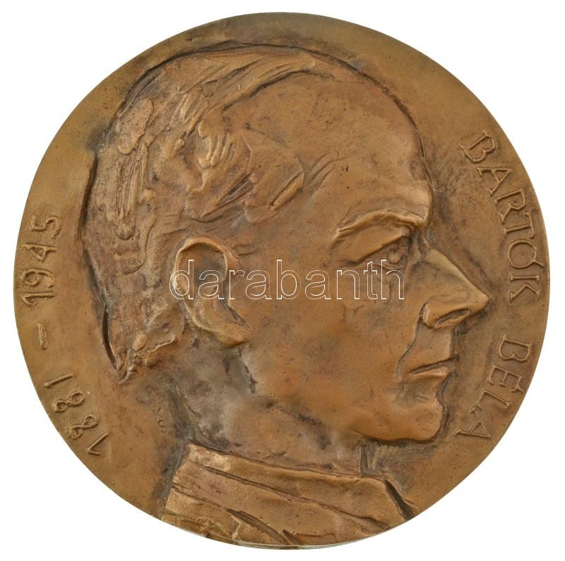 Kiss Sándor (1925-1999) DN "Bartók Béla 1881-1945" egyoldalas bronz emlékplakett, eredeti dísztokban (140mm) T:AU / Hungary ND "Bartók Béla 1881-1945" one-sided bronze commemorative plaque in original display case (140mm) C:AU