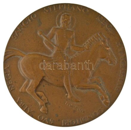 Madarassy Walter (1909-1994) 1938. "Székesfehérvári Szent István" kétoldalas bronz emlékérem. "SANCTO STEPHANO REGI HVNGARIAE - CONDITORI SVO ALBA REGIA / 1038-1938" (75mm) T:AU patina, kis ph. / Hungary 1938. "SANCTO STEPHANO REGI HVNGARIAE - CONDITORI S