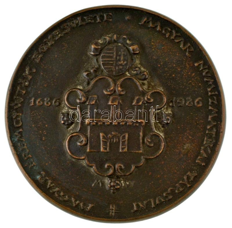 Madarassy Walter (1909-1994) 1986. "Buda Recuperata - 1686 / Magyar Éremgyűjtők Egyesülete - Magyar Numizmatikai Társulat" kétoldalas öntött bronz emlékérem (88mm) T:AU / Hungary 1986. "Buda Recuperata - 1686 (The recapture of Buda) / Magyar Éremgyűjtők E - Image 2