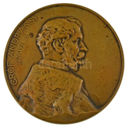 Telcs Ede (1872-1948) 1906. "Gróf Andrássy Gyula / Szoboremlékének lepelhullása alkalmából 1906" bronz emlékérem (69mm) T:XF patina, kis ph. / Hungary 1906. "Unveiling of the statue of Count Gyula Andrássy" double-sided bronze medallion. Sign: Ede Telcs (