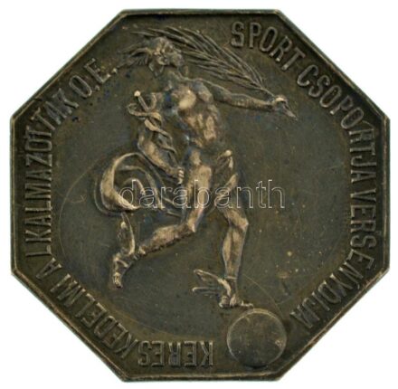 ~1910. "Kereskedelmi Alkalmazottak O.E. Sport Csoportja Versenydíja" kétoldalas jelzett Ag díjérem, "SGA" gyártói jelzéssel (20,98g/0.800/40x40mm) T:AU,XF patina, kis ü. / Hungary ~1910. "Kereskedelmi Alkalmazottak O.E. Sport Csoportja Versenydíja (Compet