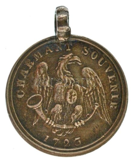 Osztrák Államok / Spork 1723. "Hubertus-érem" dukát jelzetlen Ag leverete, füllel, a Szent Hubertus Vadászrend tagsági jelvénye (21x17mm/2,38g) T:AU patina Austrian States / Spork 1723. "Hubertus-medal" Ag struck of Ducat, with ear, Membership badge of th