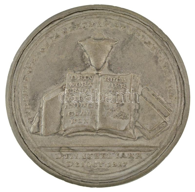 Német Államok 1817. "Luther Márton / A reformáció 300 éves évfordulója" szétcsavarható Sn emlékérem, benne 6db kivehető papírlap Luther életéből vett jelenetekkel, tokban. Szign.: Johann Thomas Stettner (45mm) T:XF / German States 1817. "Martin Luther / T - Image 2