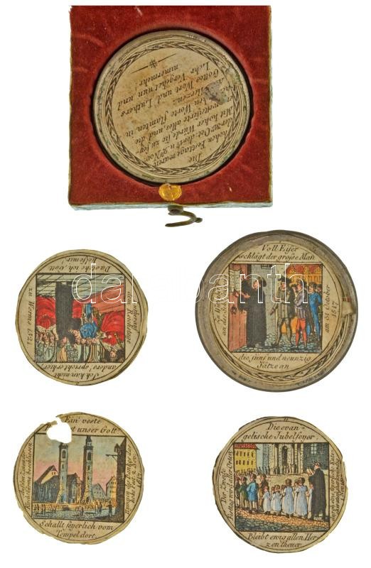 Német Államok 1817. "Luther Márton / A reformáció 300 éves évfordulója" szétcsavarható Sn emlékérem, benne 6db kivehető papírlap Luther életéből vett jelenetekkel, tokban. Szign.: Johann Thomas Stettner (45mm) T:XF / German States 1817. "Martin Luther / T - Image 3