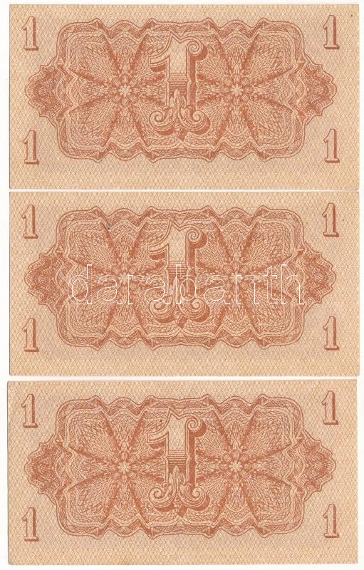 Csehszlovákia 1944. 1K (3x) sorszámkövetők "BE 439556 - BE 439558" T:AU,XF / Czechoslovakia 1944. 1 Koruna (3x) consecutive serials "BE 439556 - BE 439558" C:AU,XF Krause P#45 - Image 2