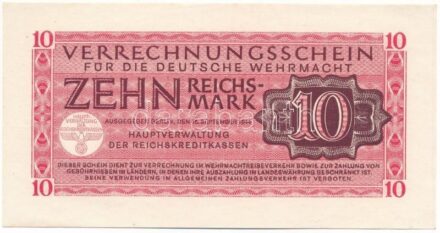 Német Harmadik Birodalom / Deutsche Wehrmacht 1944. 10M T:UNC,AU German Third Reich / Deutsche Wehrmacht 1944. 10 Mark C:UNC,AU