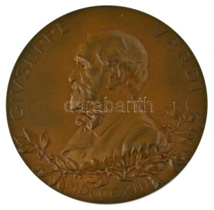 Olaszország 1913. "Giuseppe Verdi - MDCCCXIII / CITTA DI PARMA - IL COMITATO DEI CONCORSI DI ARATVRA MECCANICA E DI MOTORI AGRICOLI AI SVOI COOPERATORI E AI GIVRATI - MCMMXIII" kétoldalas bronz emlékérem, eredeti "STABILIMENTO S. JOHNSON MILANO" gyártói t