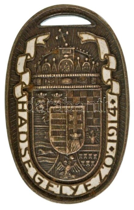 Zutt Richard (1887-1938) 1914. "Hadsegélyező" ovális Ag medál fémjel nélkül fehér zománcozással (35,32g/53x33mm) T:AU apró ph. / Hungary 1914. "Military Aid 1914" commemorative Ag medallion of the Hungarian Military Aid Office without hallmark, partially