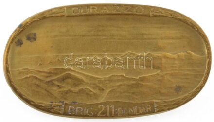 Osztrák-Magyar Monarchia ~1914. "211. Dandár- DURAZZO" tombak sapkajelvény. Szign.: Csillag (28x51mm) T:2 Austro-Hungarian Monarchy ~1914. "211th Brigade DURAZZO" tombac cap badge. Sign.: Csillag (28x51mm) C:XF