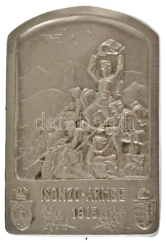 Osztrák-Magyar Monarchia 1915. "Isonzó-hadsereg 1915" jelzett Ag sapkajelvény, hátoldalán "G. HERRMANN WIEN III. HAUPSTR. 81" gyártói jelzéssel (11,35g/44x29mm) T:AU Austro-Hungarian Monarchy 1915. "Isonzo-Armee 1915" marked Ag cap badge with "G. HERRMANN