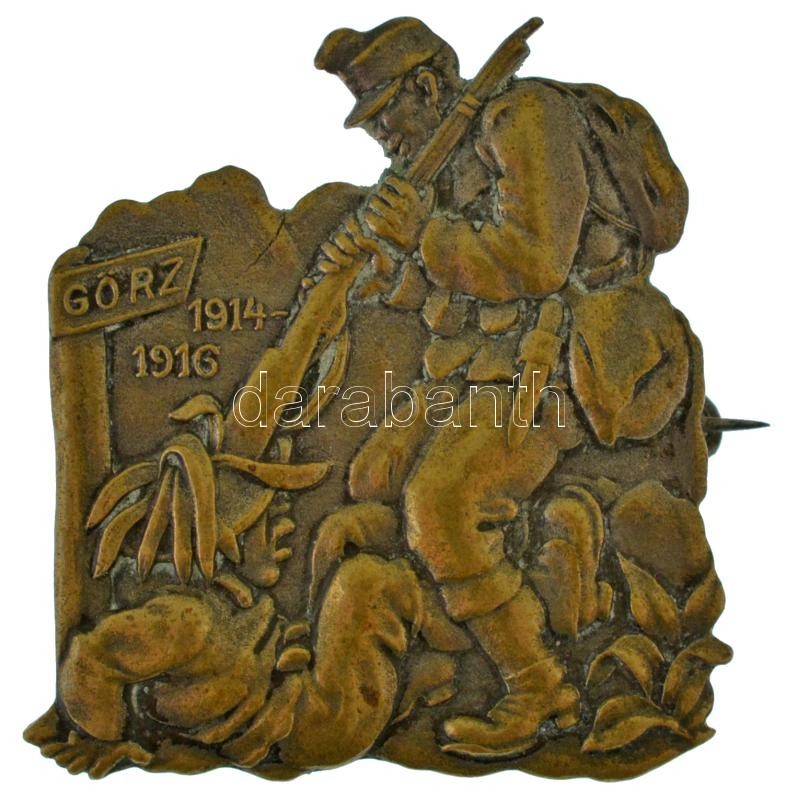 Osztrák-Magyar Monarchia / Gorizia 1916. bronz katonai sapkajelvény az V. isonzói csata emlékére, mikor a Monarchia csapatai visszafoglalták Görz (Gorizia) városát (35x38mm) T:AU / Austro-Hungarian Monarchy / Görz 1916. bronze military cap badge commemora