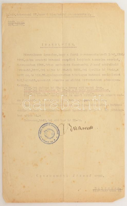 Kecskeméti József őrvezető hagyatékából: 1918. "Ferenc József I. osztályú Ezüst Vitézségi Érem" peremén jelzett Ag kitüntetés függesztőkarika nélkül, mellszalaggal. Szign.: Leisek + 1917. "Károly-csapatkereszt" Zn kitüntetés mellszalagon + 1917. "Ferenc J - Image 4