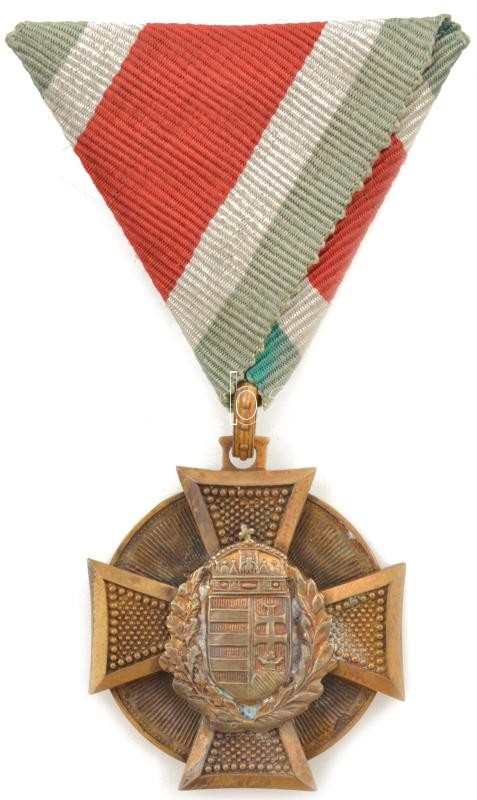 1923. "Legénységi Szolgálati Díszérem" bronz kitüntetés ezüstözött rátéttel, mellszalagon T:AU patina / Hungary 1923. "Medal for Long Service for the Soldiers" bronze decoration with silver plated overlay on ribbon C:AU patina