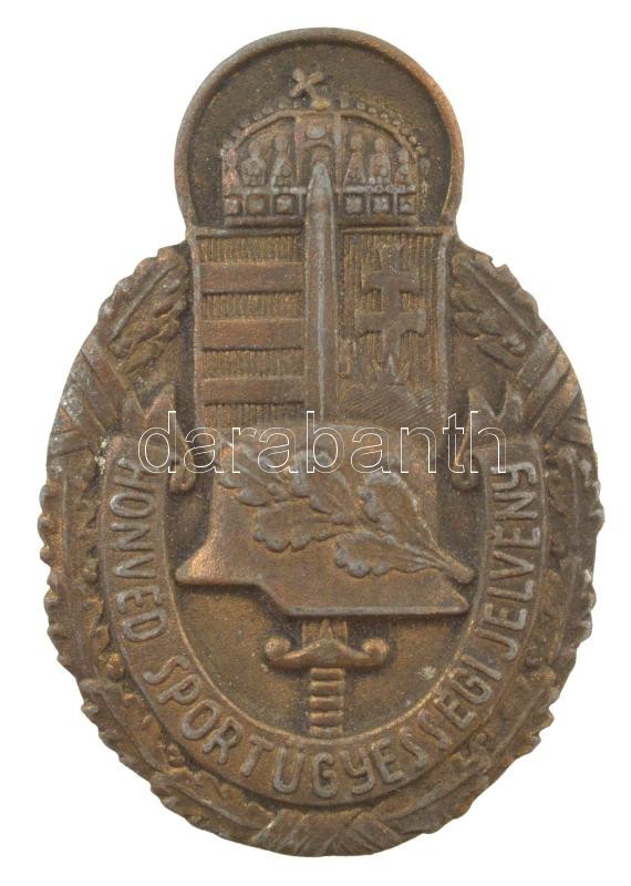 ~1940. "Nagy Honvéd Sportügyességi Jelvény" préselt, ezüstözött bronz jelvény (51x34mm) T:2,2- kopott ezüstözés / Hungary ~1940. "Large Sports Qualification Badge" silver plated bronze badge (47x32mm) C:XF,VF worn silvering