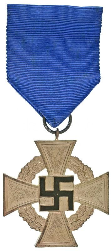 Német Harmadik Birodalom 1938. "Szolgálati Érdemérem 2. osztálya 25 éves szolgálat után" ezüstözött, részben zománcozott fém kitüntetés eredeti mellszalagon, eredeti dísztokban! T:AU German Third Reich 1938. "Faithful Service Medal, 2nd Class, after 25 Ye