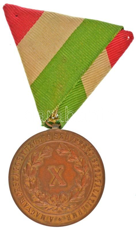 1884. "A Magyar Országos Tűzoltó Szövetség 10 éves Szolgálati Érme" vörösréz kitüntetés mellszalagon T:XF / Hungary 1884. "Service medal for the Hungarian National Fireman's Alliance - 10 years" copper decoration on ribbon C:XF - Image 2