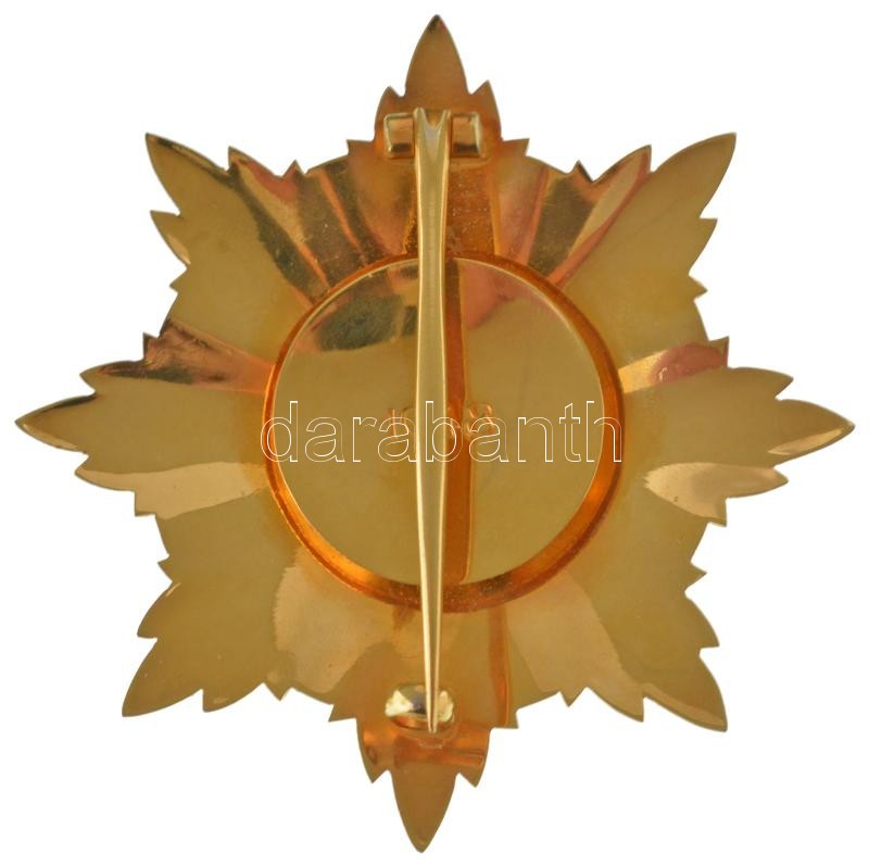 1948. "A Kossuth-érdemrend I. osztályának csillaga" aranyozott és zománcozott tombak csillag hátlapon "MÁPV" jelzéssel, sorszám nélkül, későbbi, nem adományozott darab (81mm) T:UNC Hungary 1948. "Kossuth Order, Star of the 1st Class" gold plated and ename - Image 2