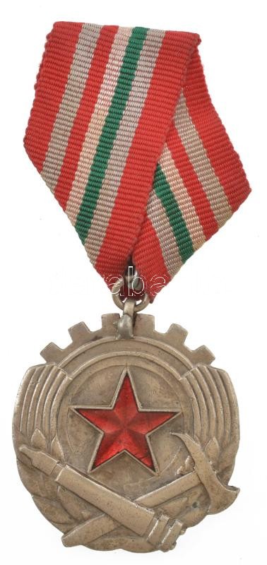 1951. "A Tűzrendészeti Érem ezüst fokozata" ezüstszínű fém kitüntetés, részben zománcozott, mellszalaggal T:XF kisebb zománchibák / Hungary 1951. "Fire Prevention Department Medal, Silver Grade" silver colored metal decoration, partially enamelled, with r