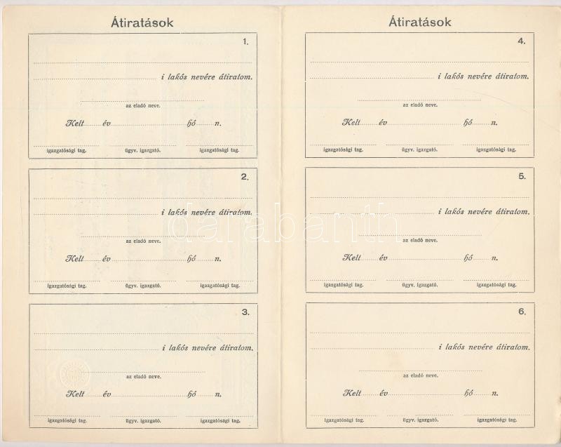 Balatonboglár 1926. "Boglári Takarékpénztár Részvénytársaság" részvénye 10P-ről szelvényekkel, szárazpecséttel T:AU / Hungary / Balatonboglár 1926. "Boglári Takarékpénztár Részvénytársaság" share about 10 Pengő with coupons, embossed stamp - Image 2