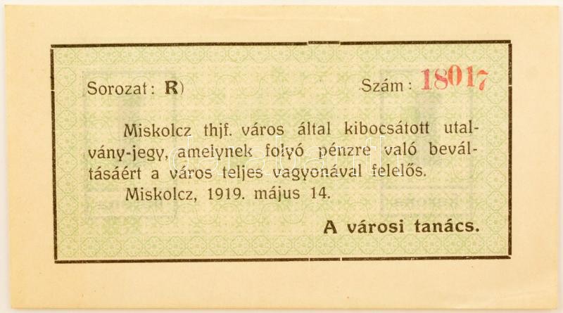 Miskolc 1919. 1K T:XF / Hungary / Miskolc 1919. 2 Korona C:XF Adamo MIS-7.1 - Image 2