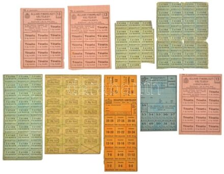 Budapest ~1944. "Kombinált vásárlásikönyv tárca", kitöltetlen, benne tésztajegy (4db), zsiradékjegy (3db), húspótjegy, kenyérjegy T:XF-VG / Hungary / Budapest ~1944. Wallet for food tickets, unfilled, within pasta ticket (4pcs), fat ticket (3pcs), additio