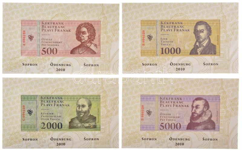 Sopron 2010. 500 Kékfrank + 1000 Kékfrank + 2000 Kékfrank + 5000 Kékfrank + 10.000 Kékfrank + 20.000 Kékfrank, mind azonos "000320" sorszámmal, de eltérő sorozatjellel, teljes sor, minden bankjegy az eredeti, kibocsátáskori díszcsomagolásában T:UNC / Hung
