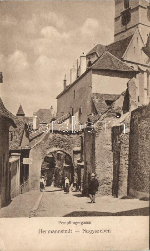 Nagyszeben, Hermannstadt, Sibiu; utca, kapu / Pempflingergasse / street, gate (EB)