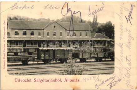 Salgótarján, vasútállomás, tehervonatok, kiadja Polacsek József (EK)