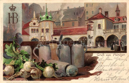 München, Hofbräu München, Velten's Künstlerpostkarte No. 77. litho s: Kley