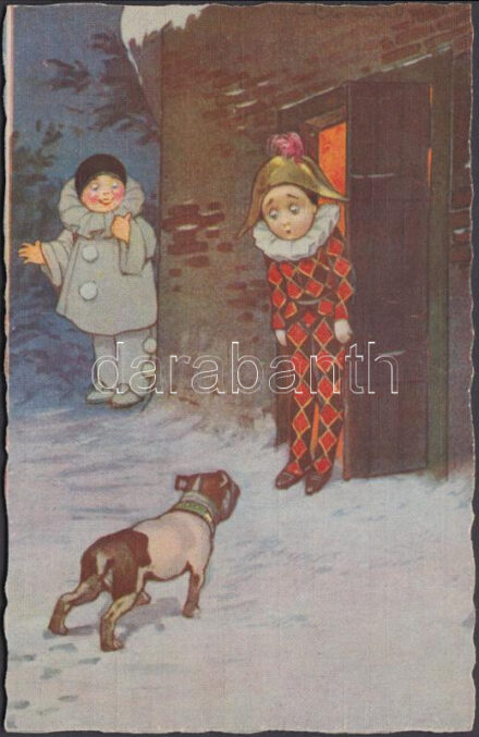 Italian art postcard, clowns s: Colombo