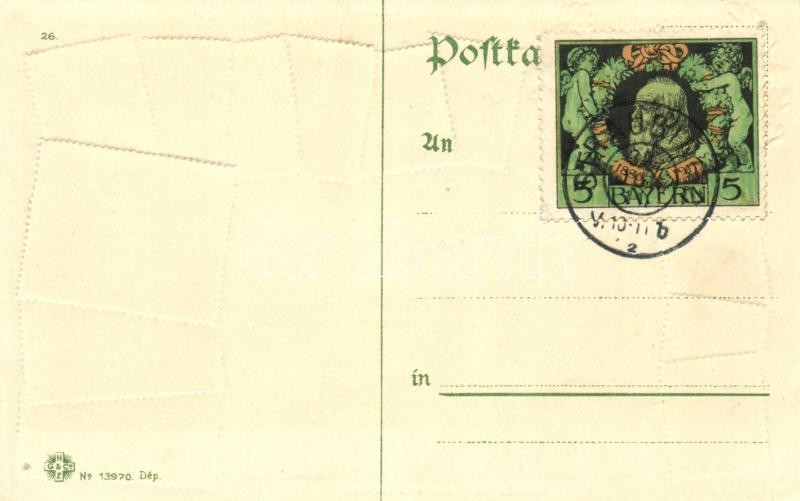 München, Karlstor-Rondell / set of Bavarian stamps, Emb. litho - Image 2