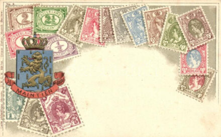 Netherlands - set of stamps, Ottmar Zieher's Carte philatelique No. 8. Emb. litho